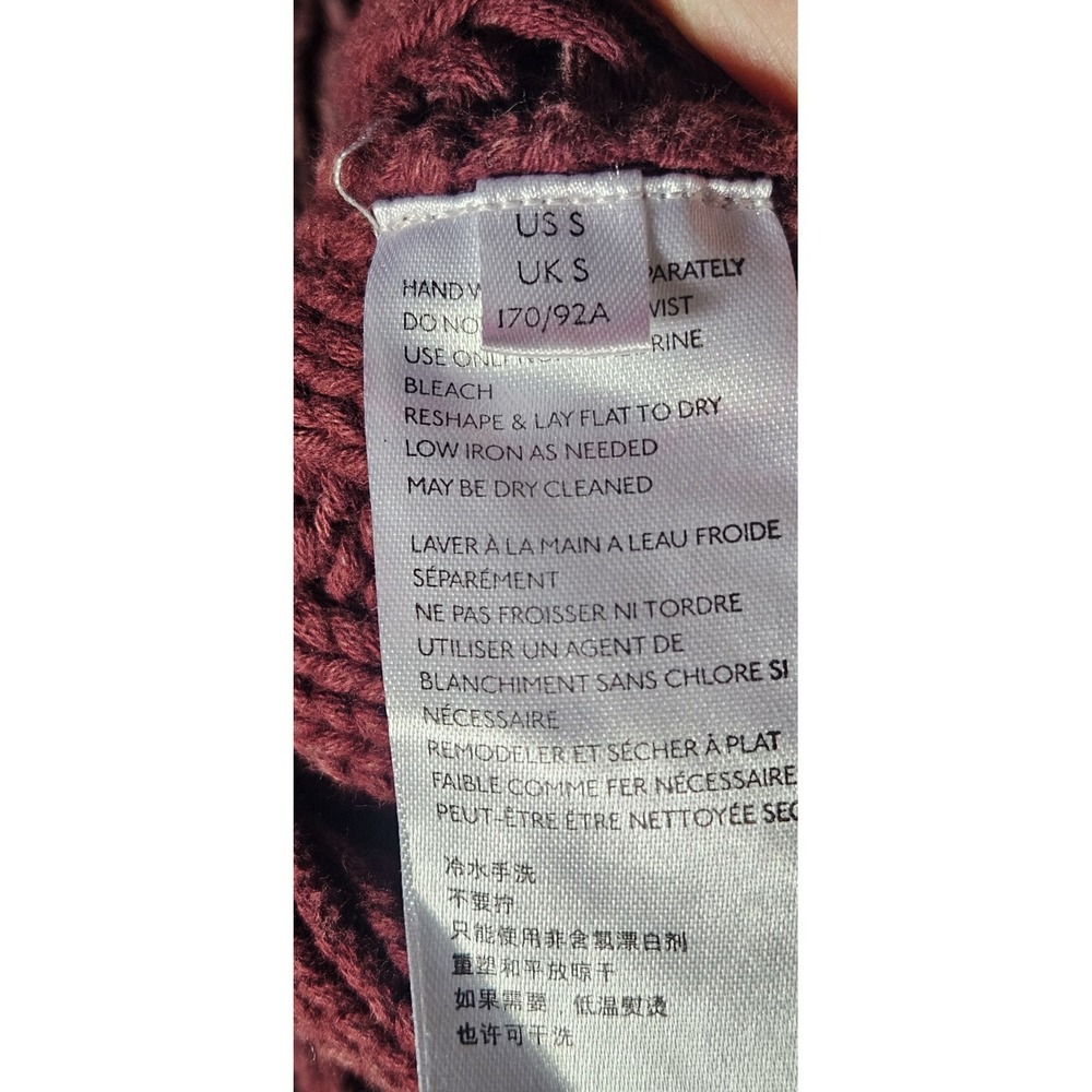 FREE PEOPLE sweetheart sweater mockneck ballon sleeve chunky cotton woman S - Picture 7 of 9